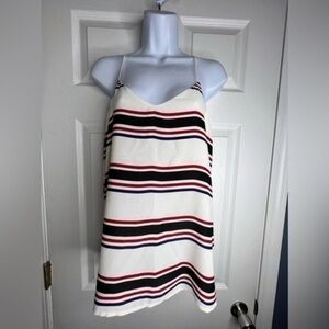 Express Womens Small Barcelona Cami White Red Blue Stripe Lined Blouse Top S